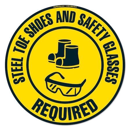 Signmission Steel Toe Shoes And Safety Glasses 16in Non-Slip Floor Marker, 16" x 16", FD-2-C-16-99885 FD-2-C-16-99885